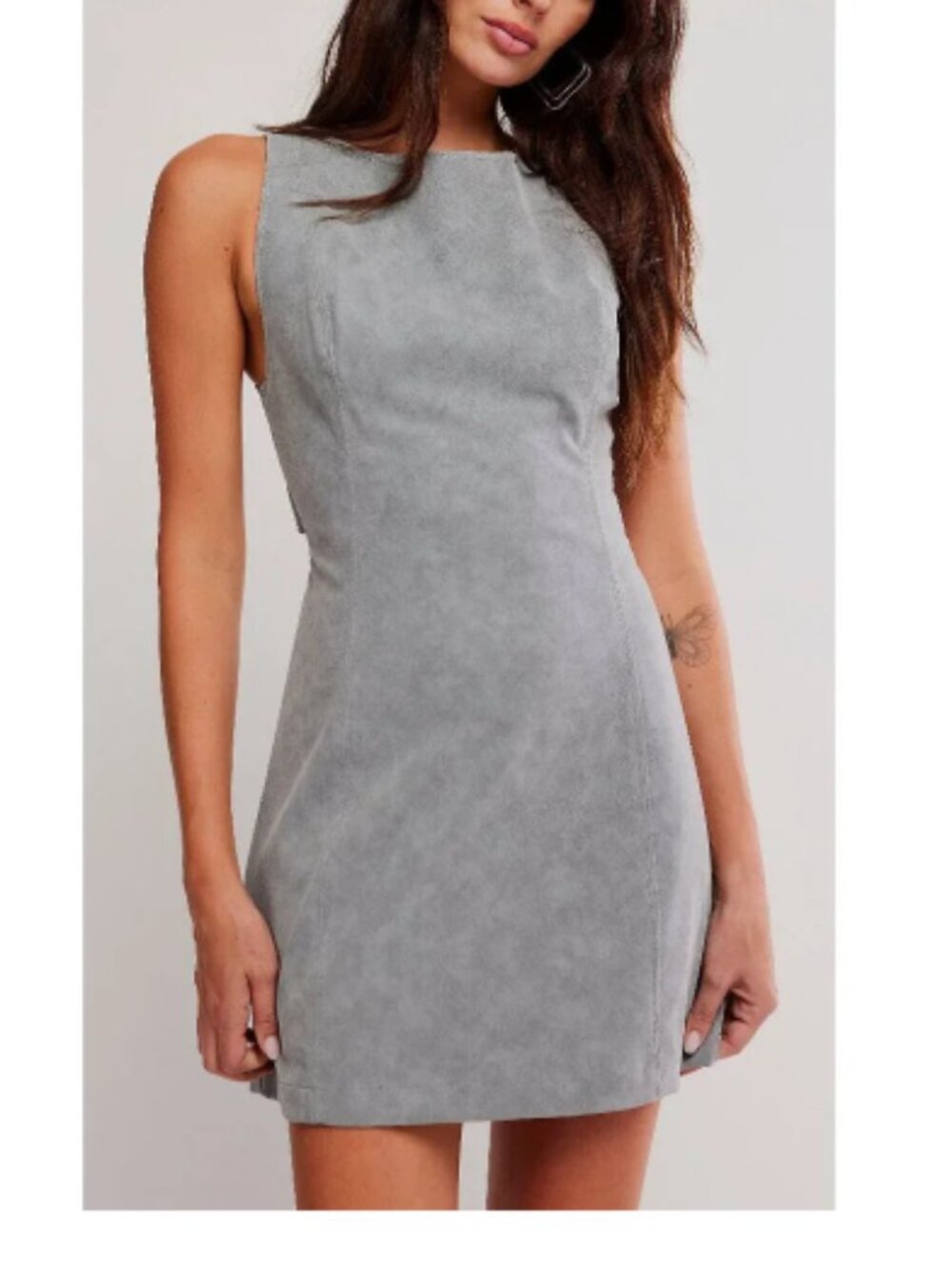 NWT FREE PEOPLE Atlas Vegan Suede Mini / Wild Dove L